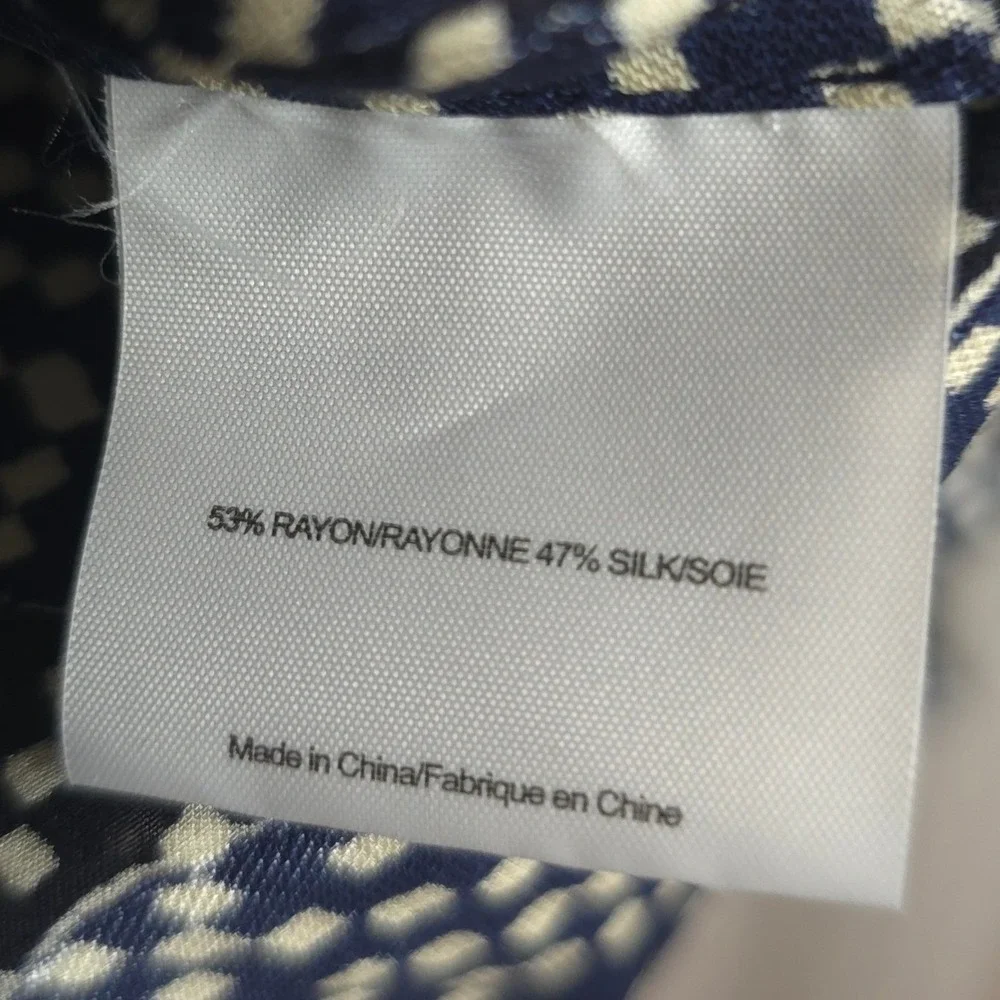 Tory Burch Size 2 Gwenna‎ Normandy Blue Semi-Sheer Silk Blend Tunic Blouse Boho